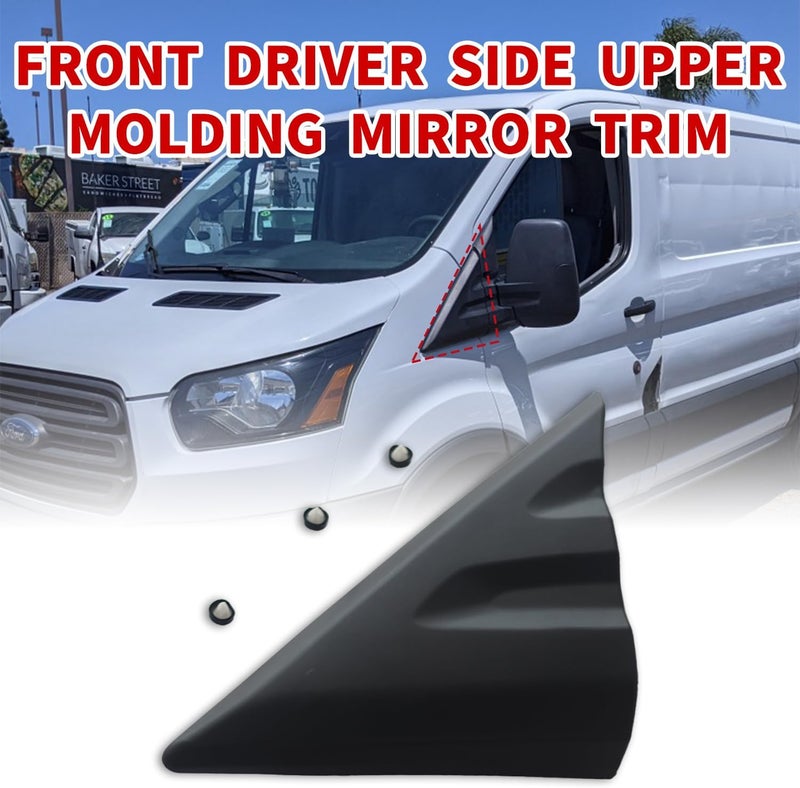 APASQRO Exterior Fender Upper A-Pillar Mirror Corner Molding Panel Plastic Trim Fits For Transit 150 250 350 350HD 2015 2016 2017 2018 2019 2020 2021, Left Side - Image 2